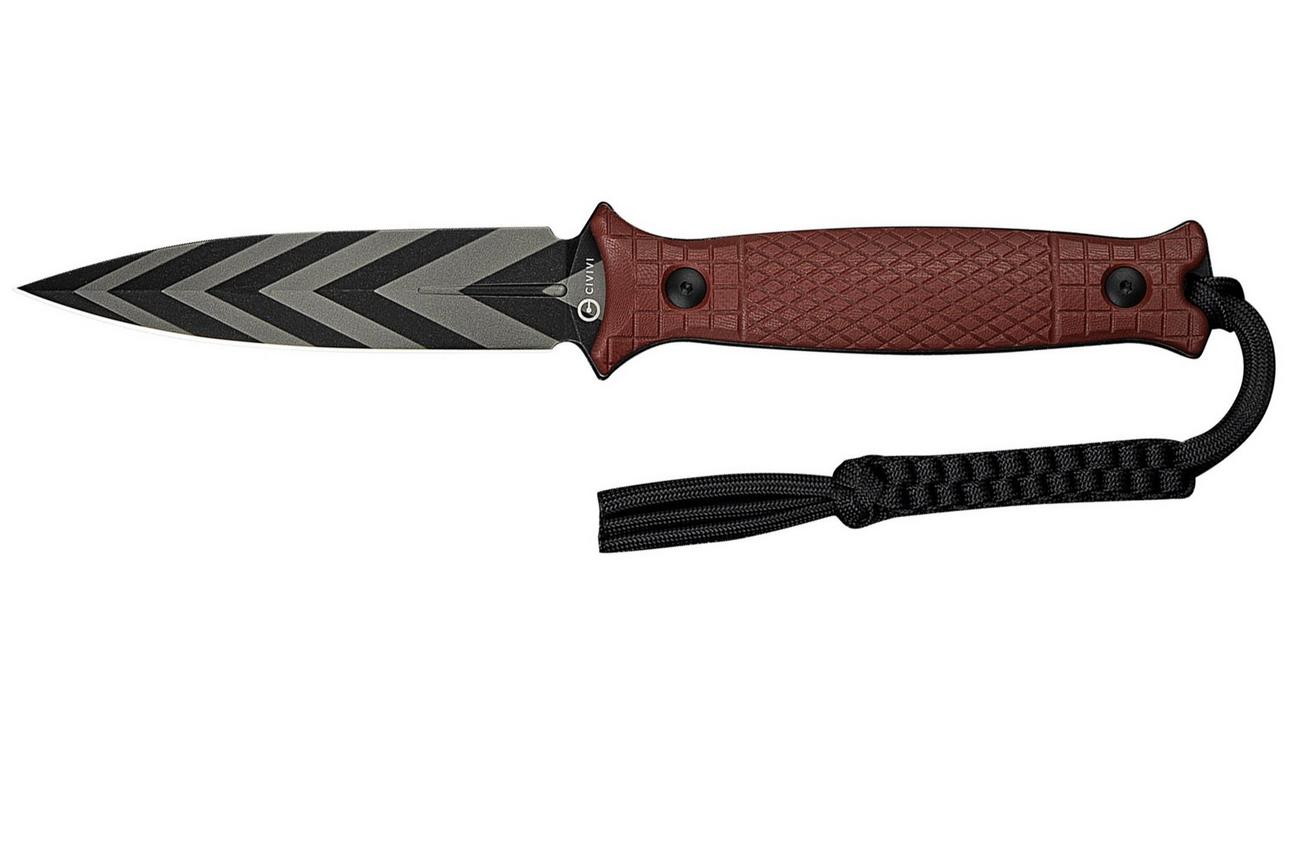 Civivi Perfrico C23026-3 Black/Gray Striped 14C28N Burgundy G10, vaststaand mes