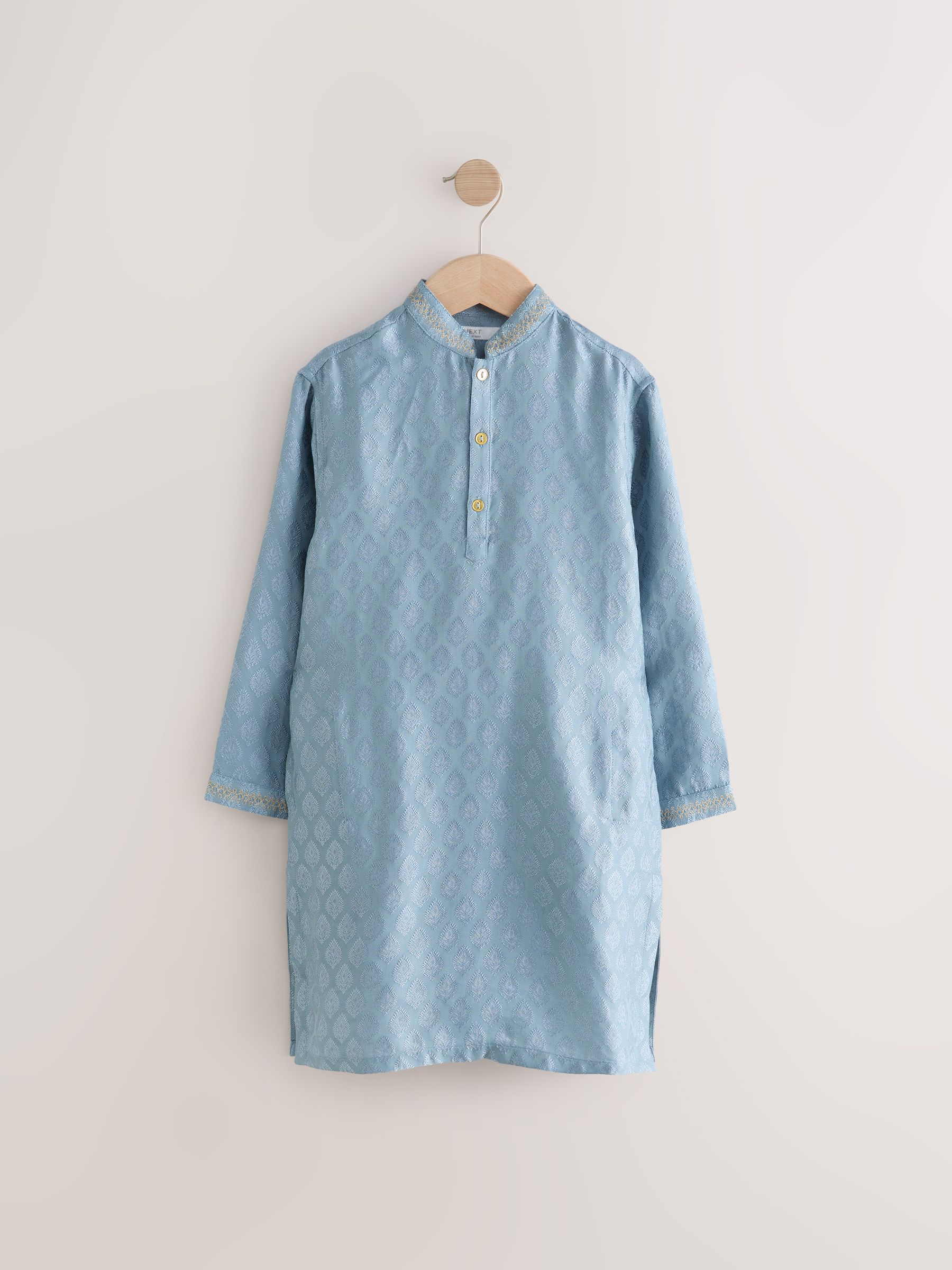 Geborduurde blauwe bladeren - Eid Koerta (3mnd -16jr)
