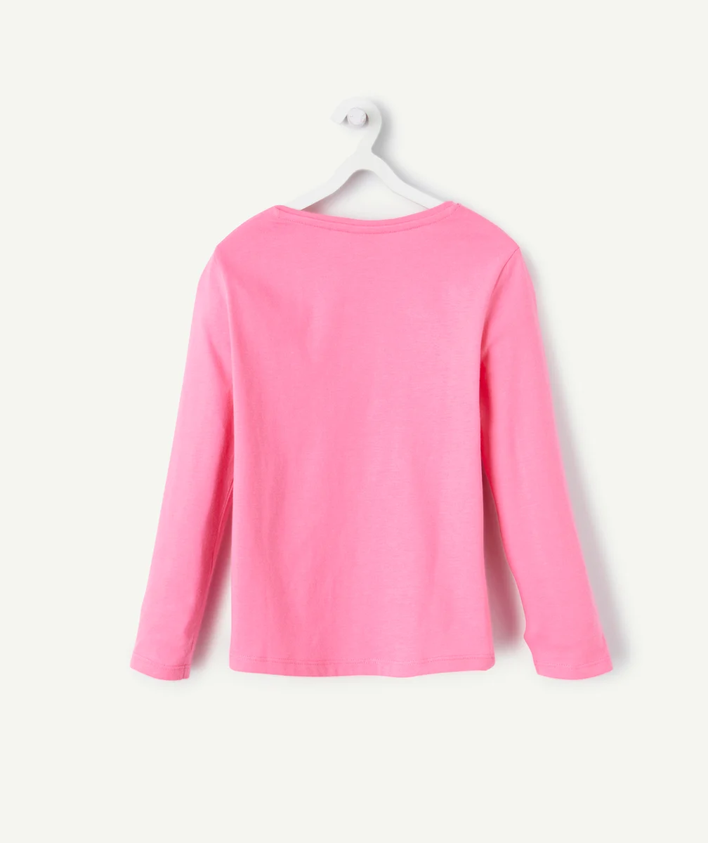T-SHIRT FILLE EN COTON BIOLOGIQUE ROSE AVEC AVEC MESSAGE THÈME LA VIE