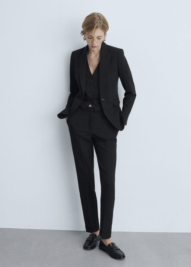 MANGO Straight suit trousers Black