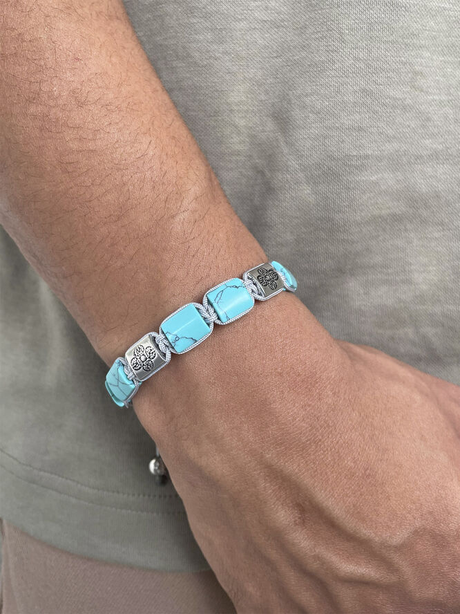 Nialaya The Dorje Flatbead Collection - Turquoise and Stainless Steel Turquoise