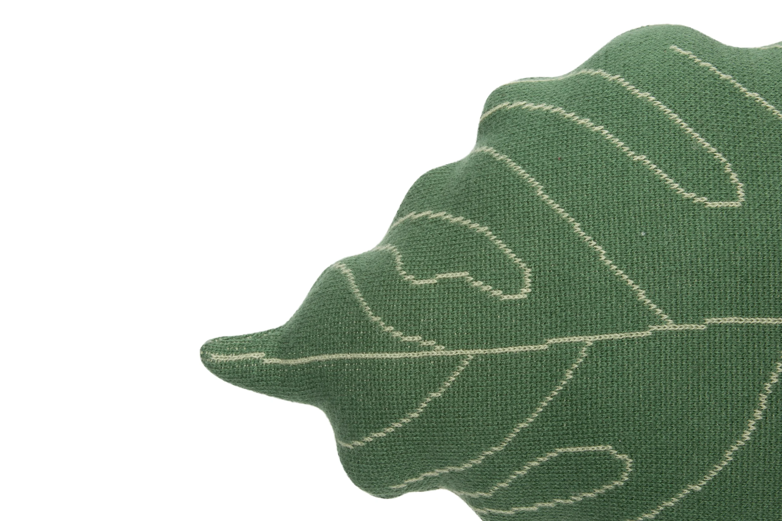 FEUILLE DE BÉBÉ - Coussin en tricot en coton | Vert