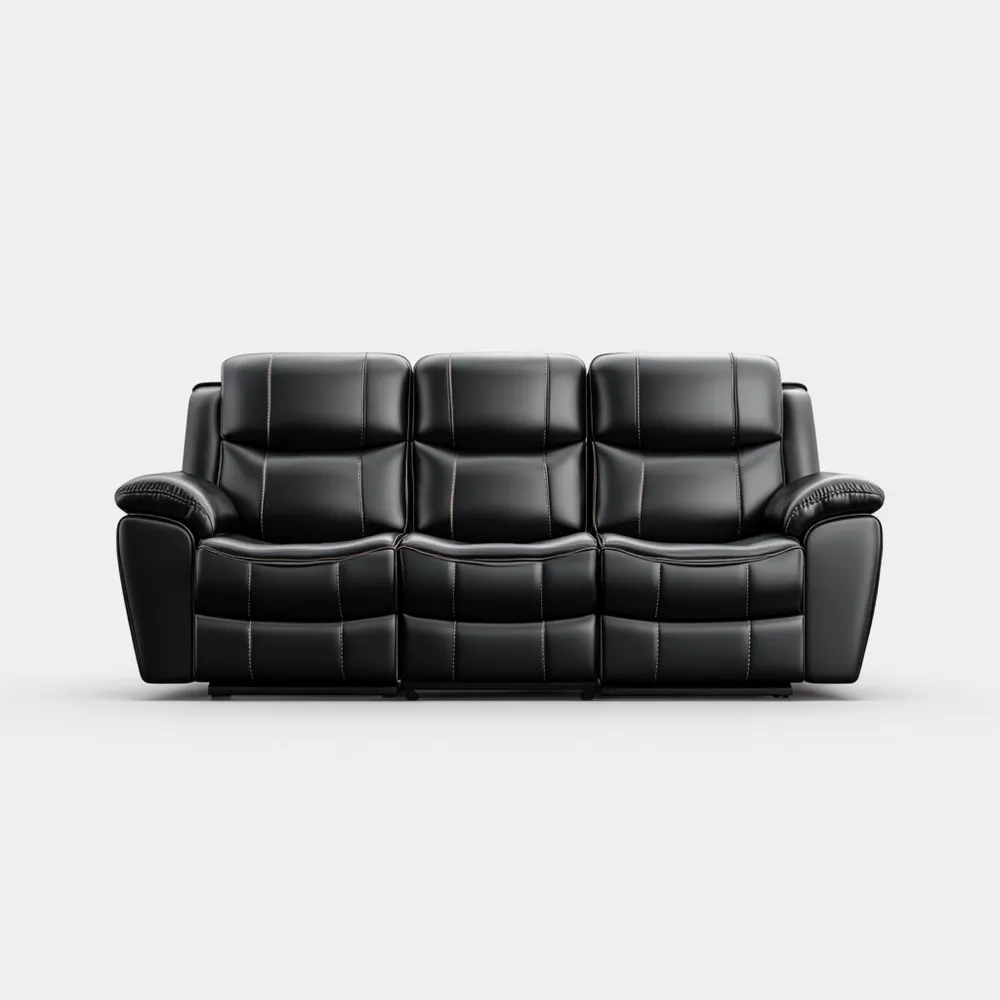 3-Sitzer-Sofa Kunstleder 200x90x100 cm – Schwarz – Modernes Design