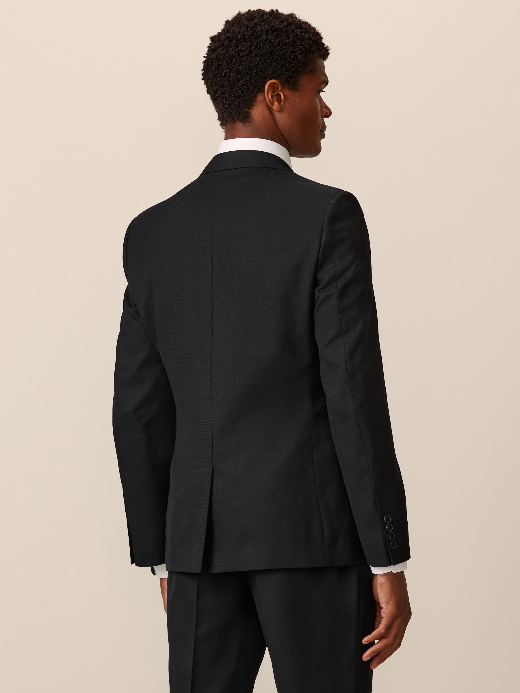 Zwart - Slim Fit - Kostuum met textuur: colbert