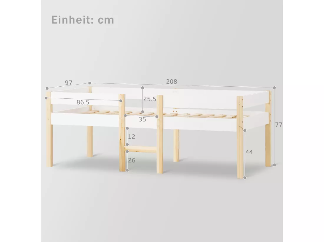 Lit Bébé Avec Protection Antichute En Bois Massif - 90X200 cm - Blanc