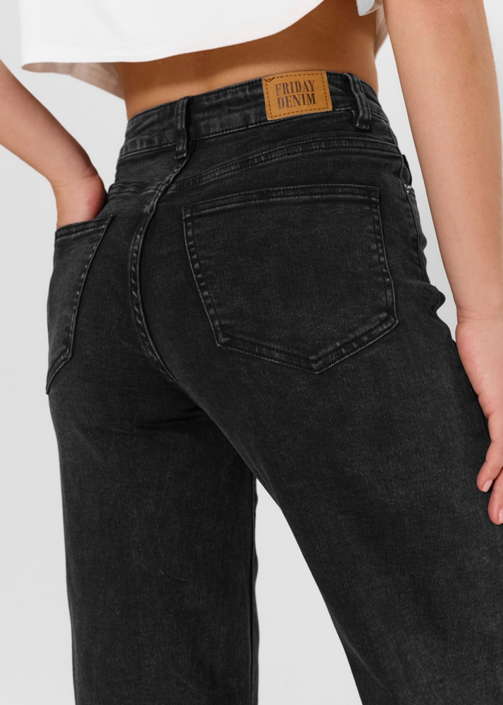 Wide leg stretch jeans midnight zwart