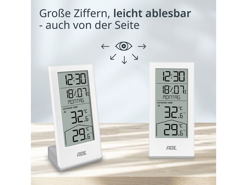 ADE Wetterstation mit Funk-Aussensensor Weiss Wetterstation mit Funk-Aussensensor