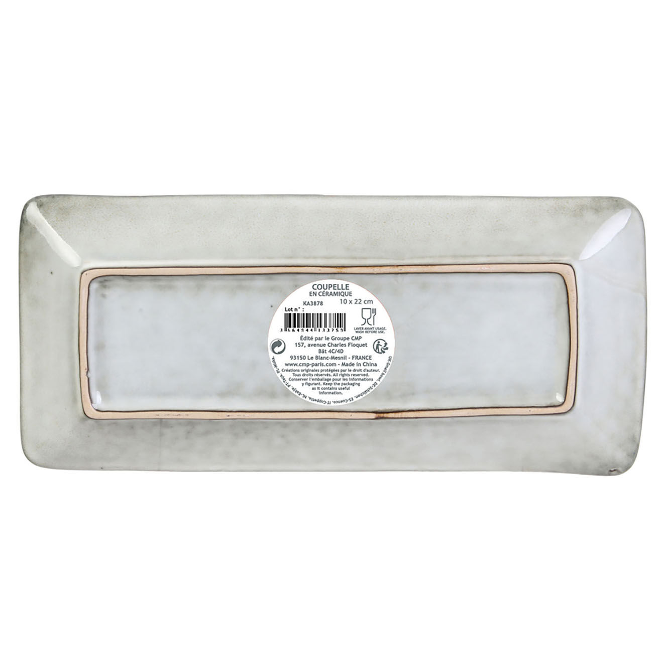 Home Deco Factory Coupelle rectangle Au Grès du temps grise - 22x10 cm