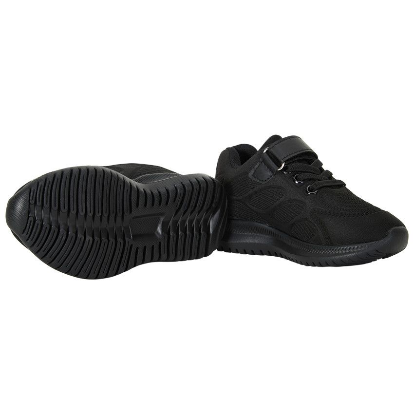 Baskets de sport avec lacets et scratch pour garçon - Noir
