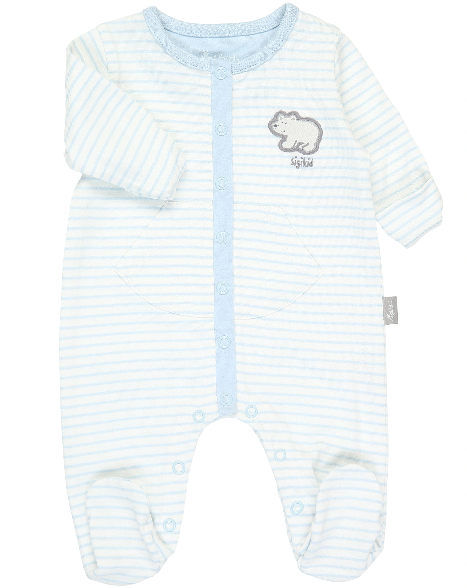 Strampler CLASSIC BOY mit Fuß gestreift in blau