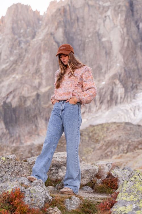 Oranje spacedye oversized trui met franjes