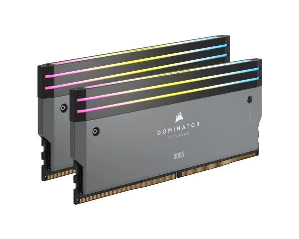 CORSAIR Dominator Titanium RGB - DDR5 - sæt - 64 GB: 2 x 32 GB - DIMM 288-PIN - 6000 MT/s / PC5-48000 - CL30 - 1.4 V - ikke bufferet - ikke-ECC - grå