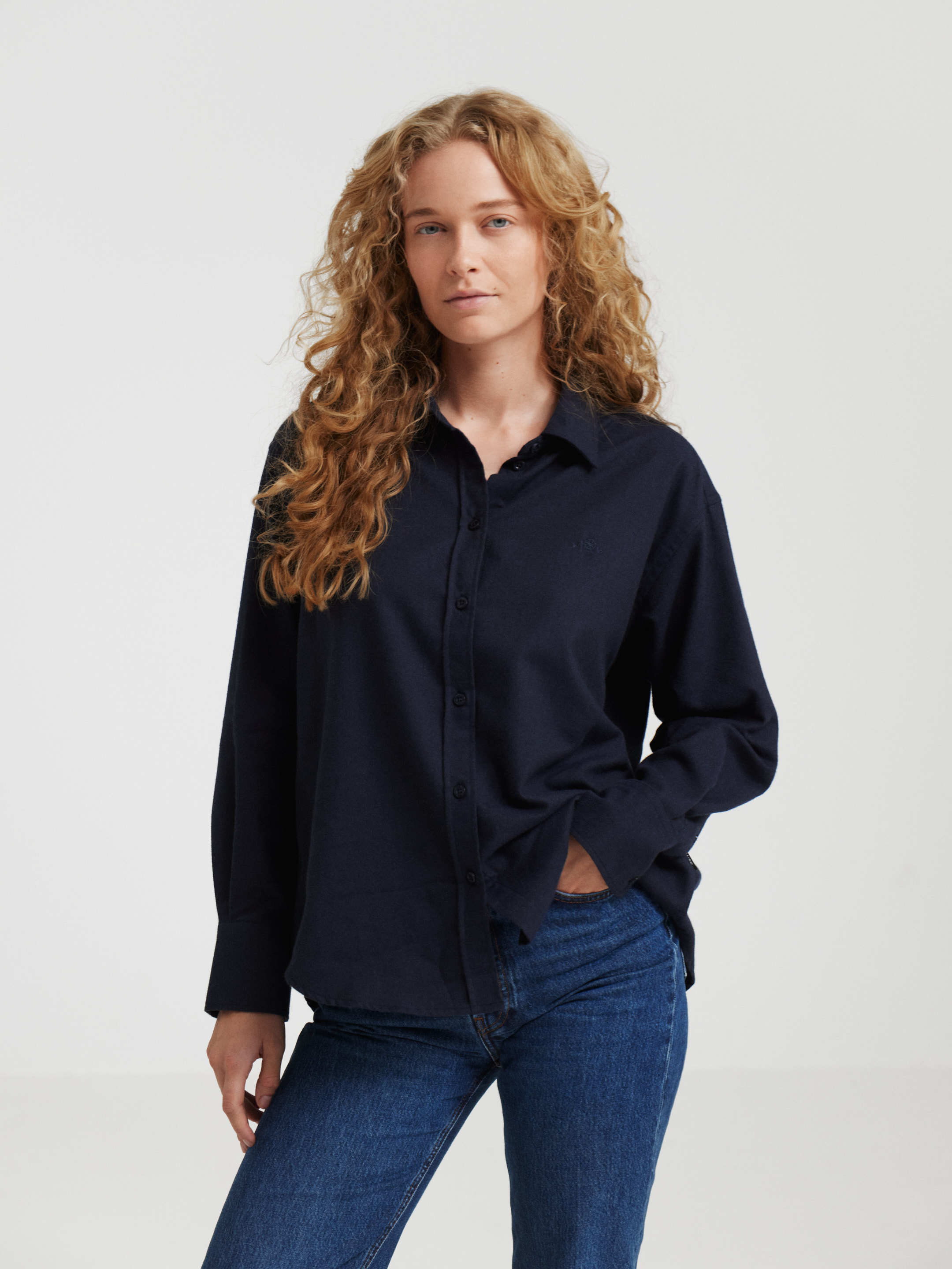 Flanellen blouse van katoen/wol voor dames - Gratis Ver