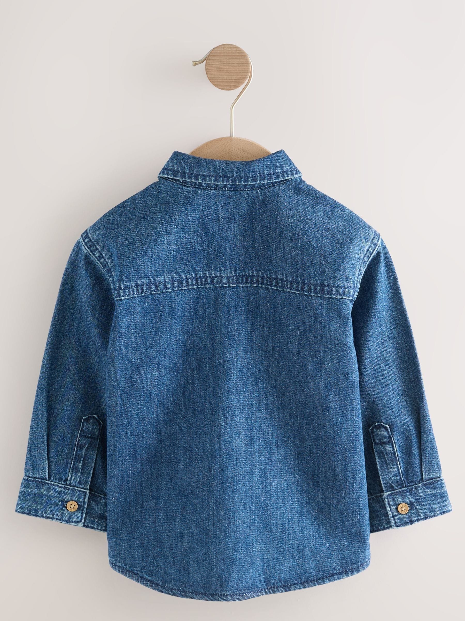 Blauw - Denim overhemd met lange mouwen met Character (3mnd -7jr)