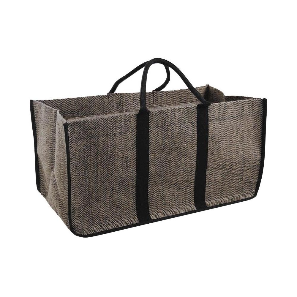 Sac à bûches chevrons en toile de jute plastifiée