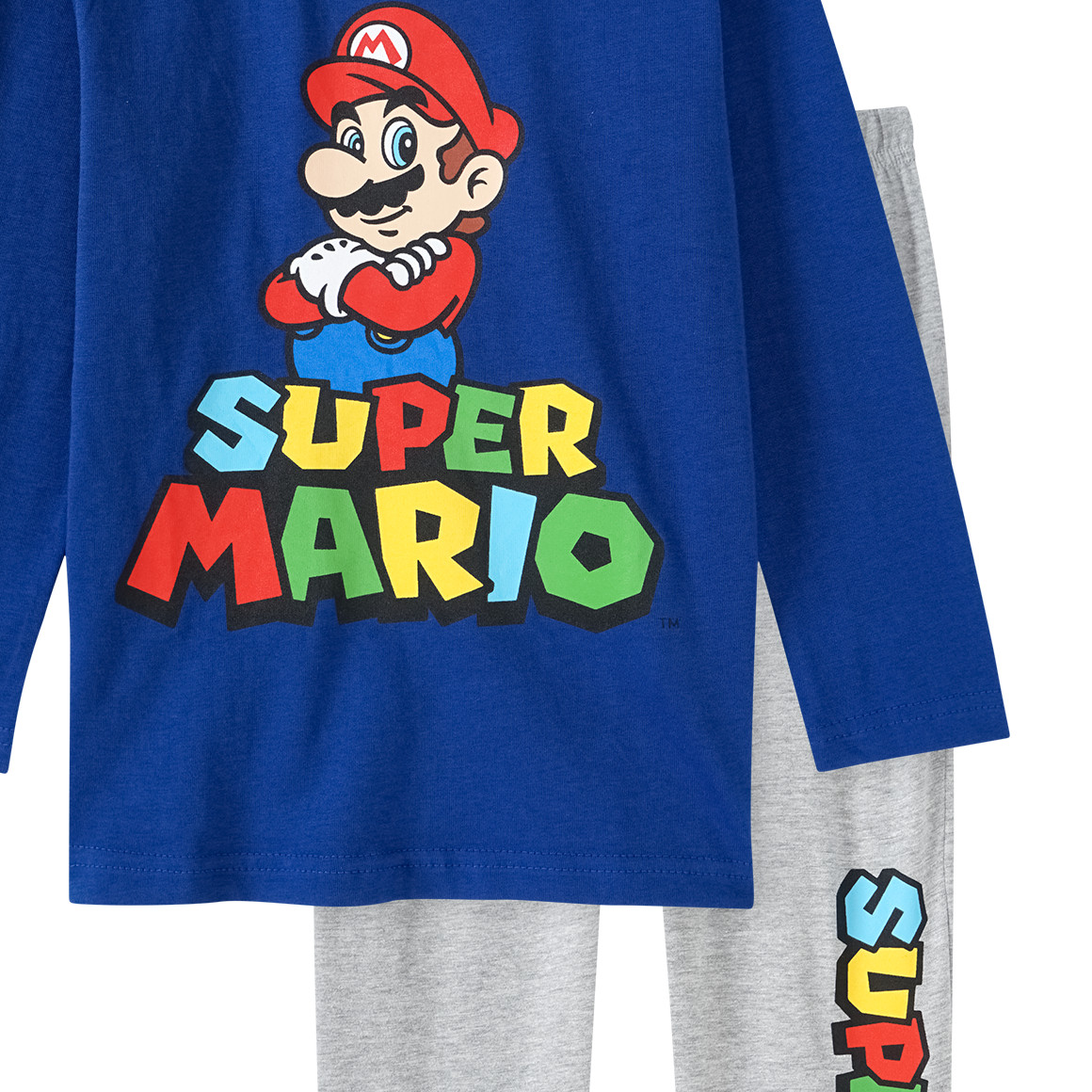 Topolino Super Mario Schlafanzug mit großem Print dunkelblau / hellgrau