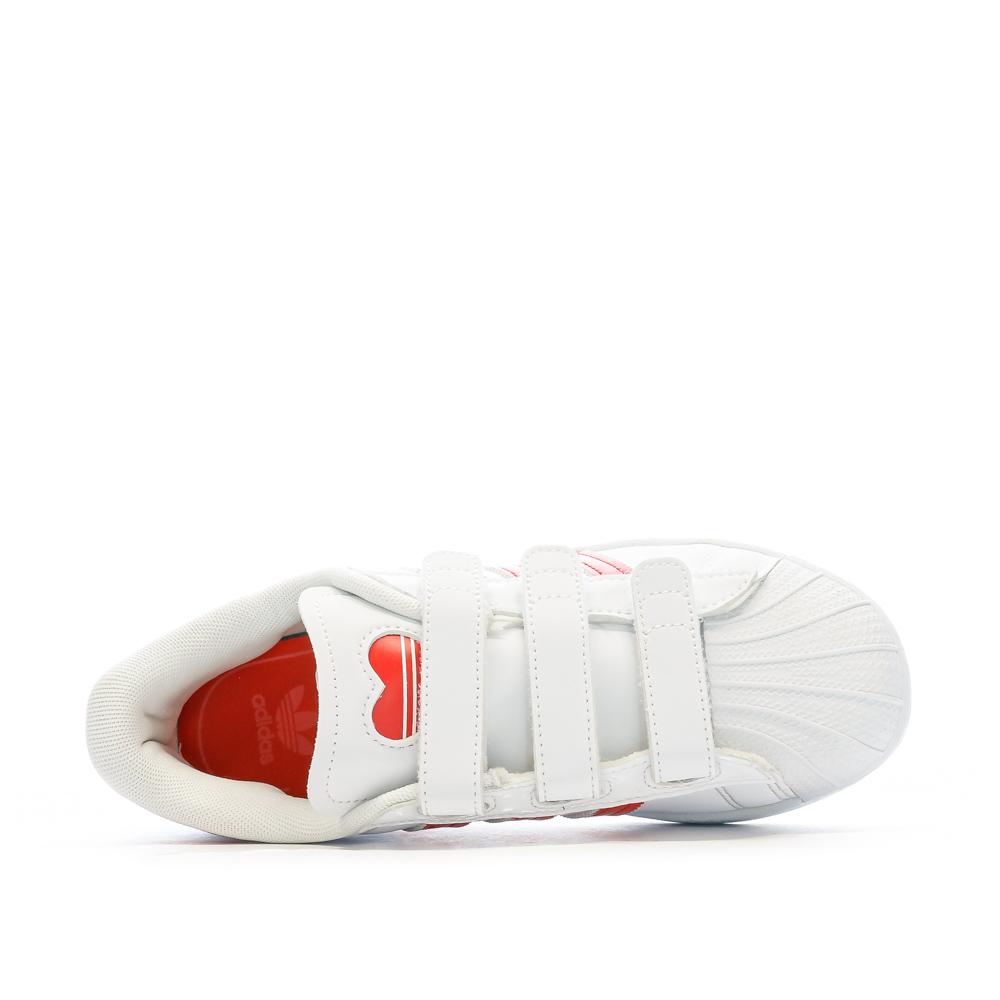 Adidas Baskets Blanches/Rouge Fille Adidas Superstar C FZ0643