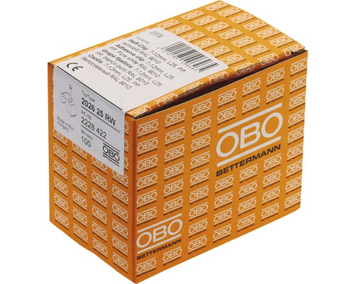 OBO plakclip 7-12 mm L25 zuiver wit 100 stuks 2228422L25RWS