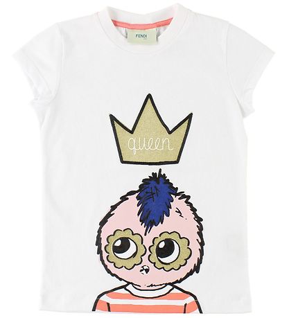 Fendi Kids T-Shirt - Weiß m. FendiRumi/Goldkrone