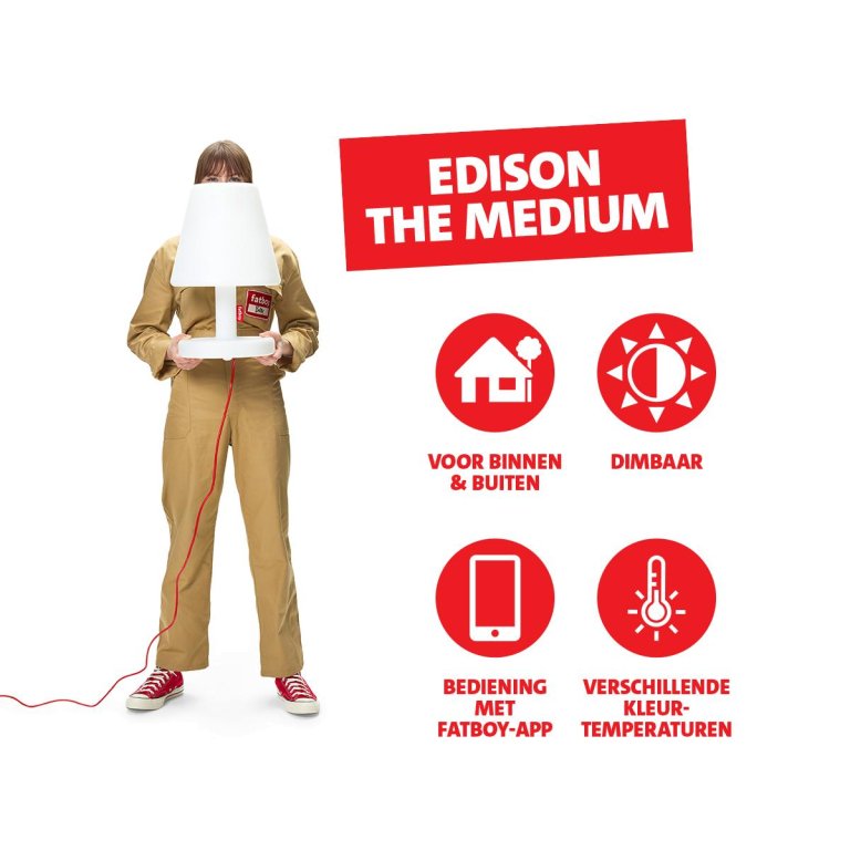 Fatboy Edison the Medium tafellamp via smartphone LED