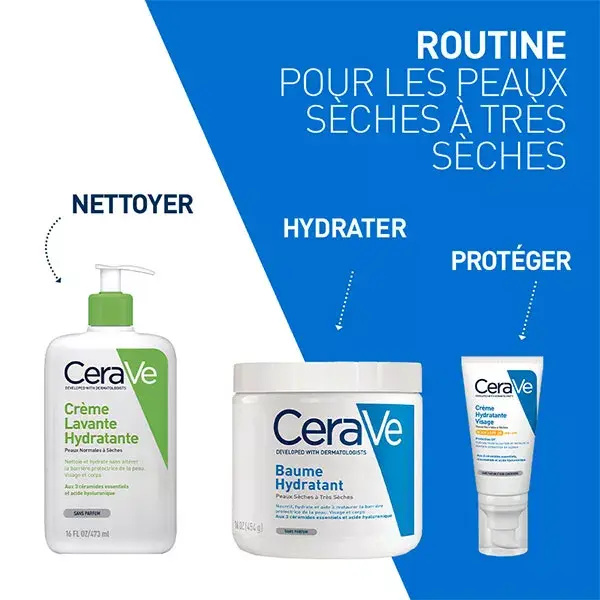 Rotina CeraVe para Pele Atópica: Creme de Limpeza Hidratante 473ml e Bálsamo Hidratante 454g