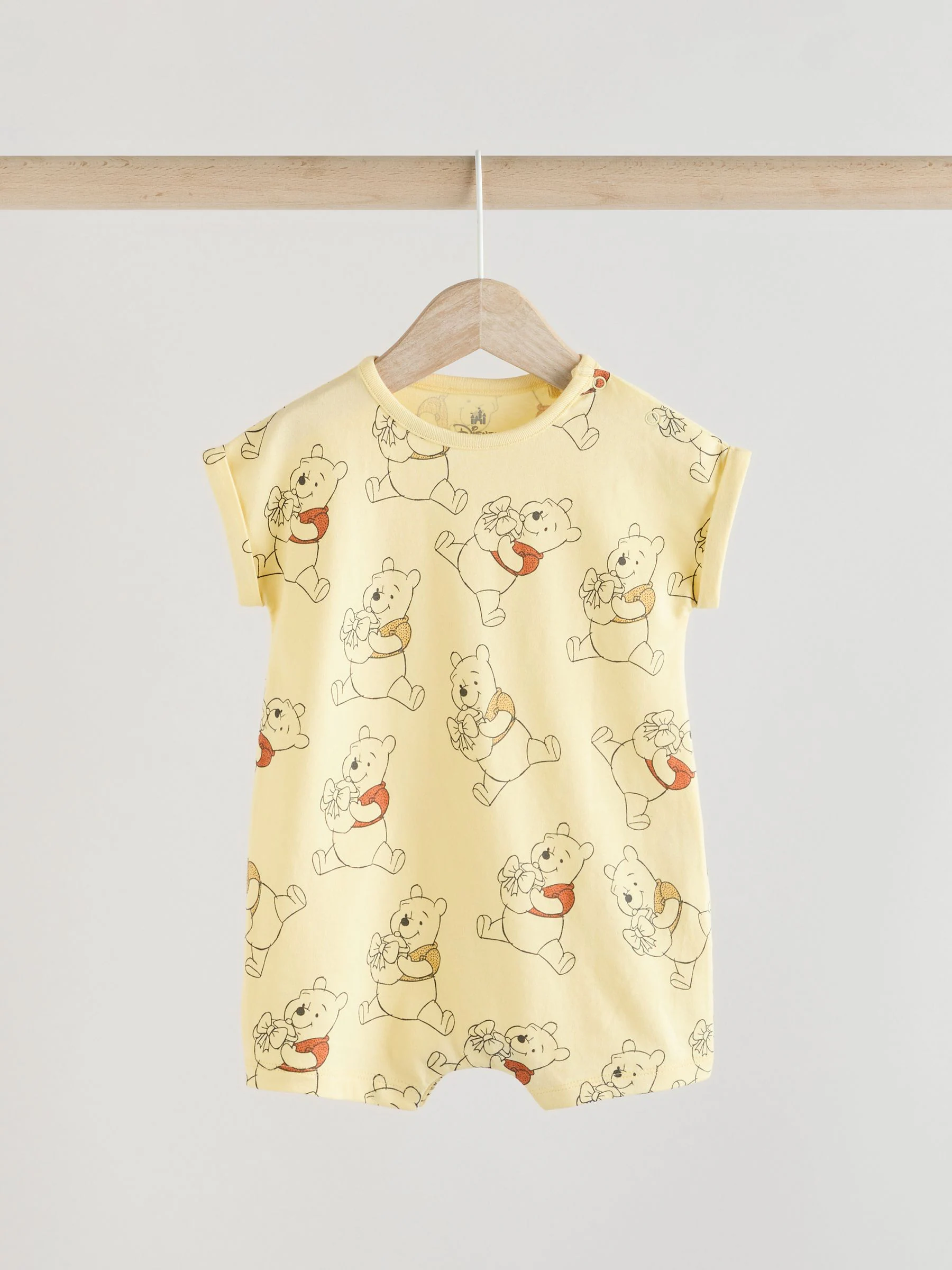 Geel/wit - 2 Pack Printed Winnie The Pooh Baby Rompers