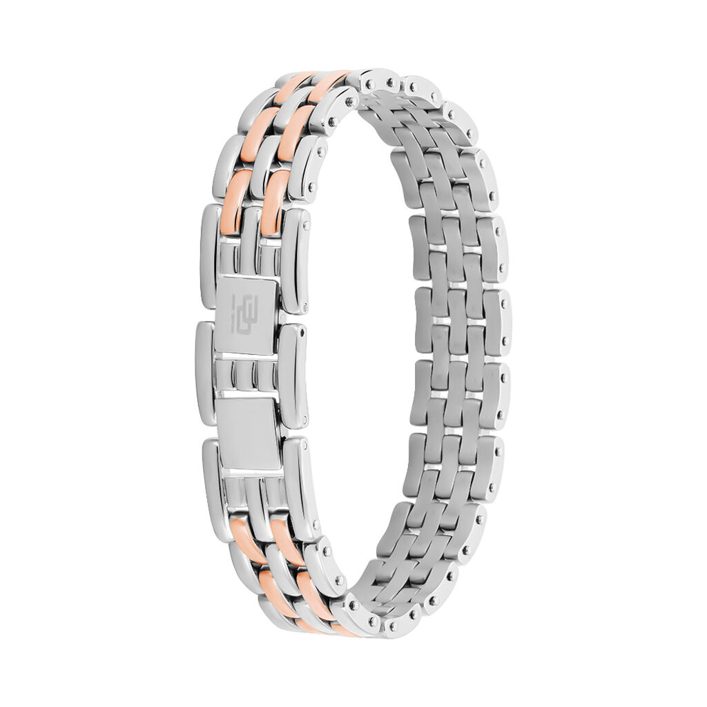 Bracelet Mareva Maille Grain De Riz Acier Bicolore