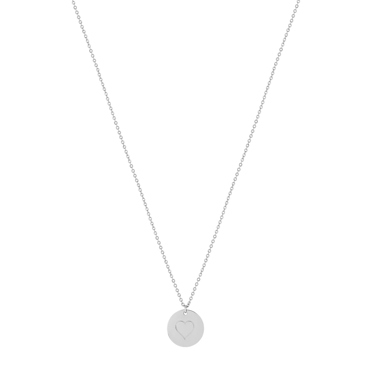 Collier acier maille forçat coeur 45 cm