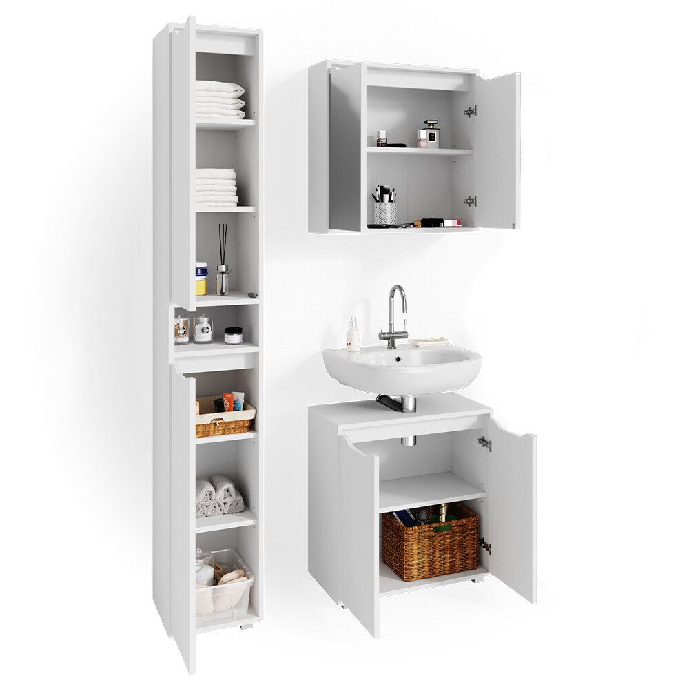 Vicco Badmöbel Set Badezimmermöbel Ruben Spiegelschrank Waschtisch Hochschrank