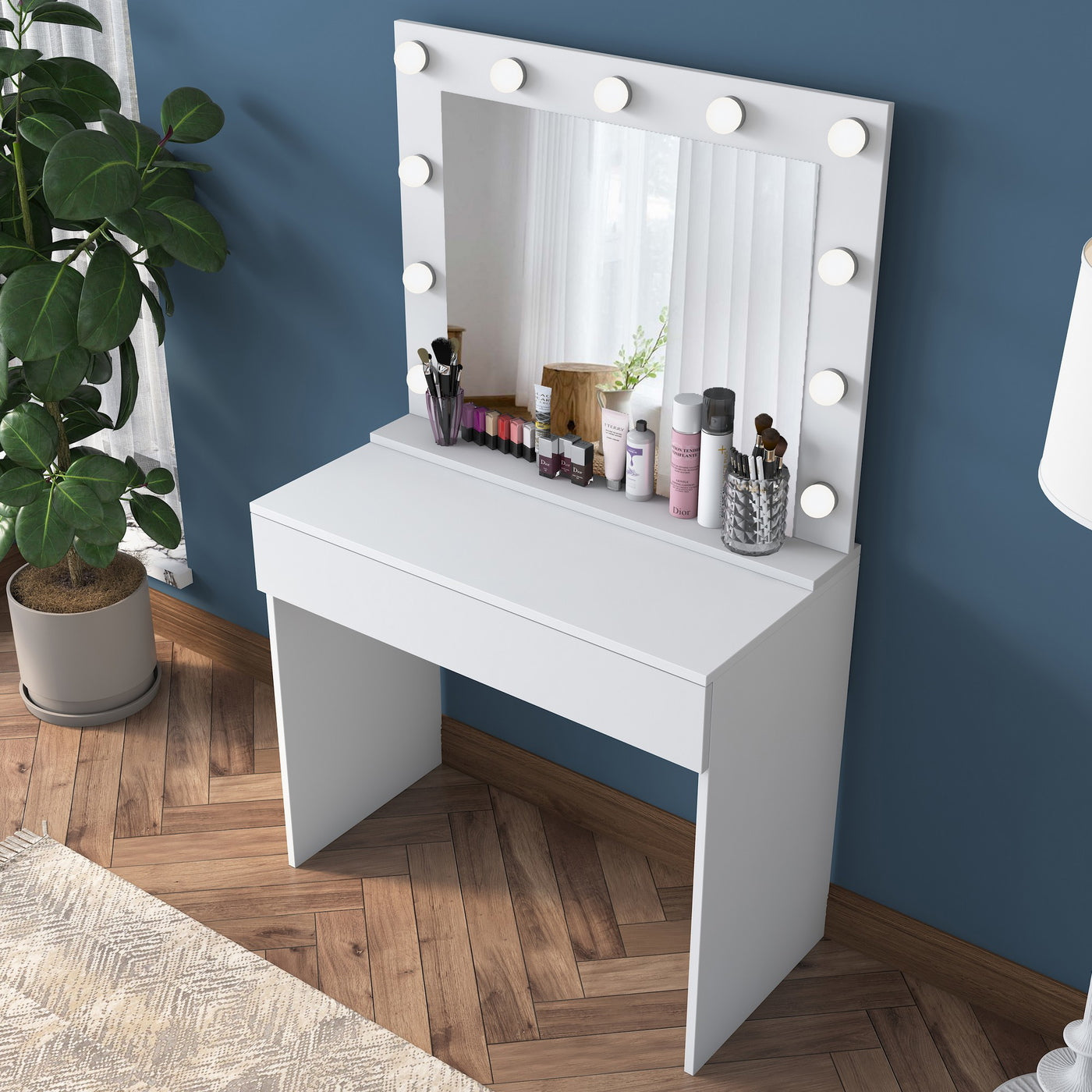 Giga Meubel - Kaptafel - Wit - 90cm - Incl. Spiegel - Bengisu
