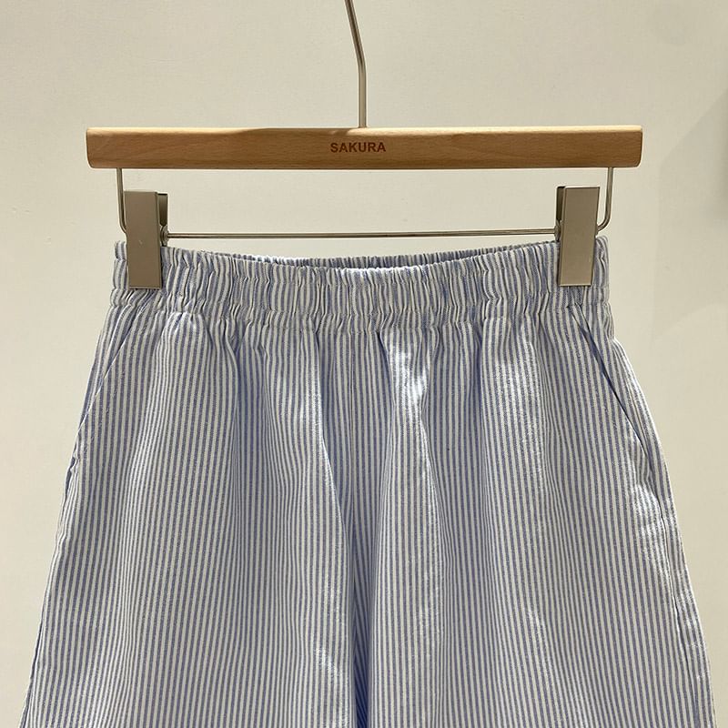 Moon City - Gestreepte shorts met elastische taille