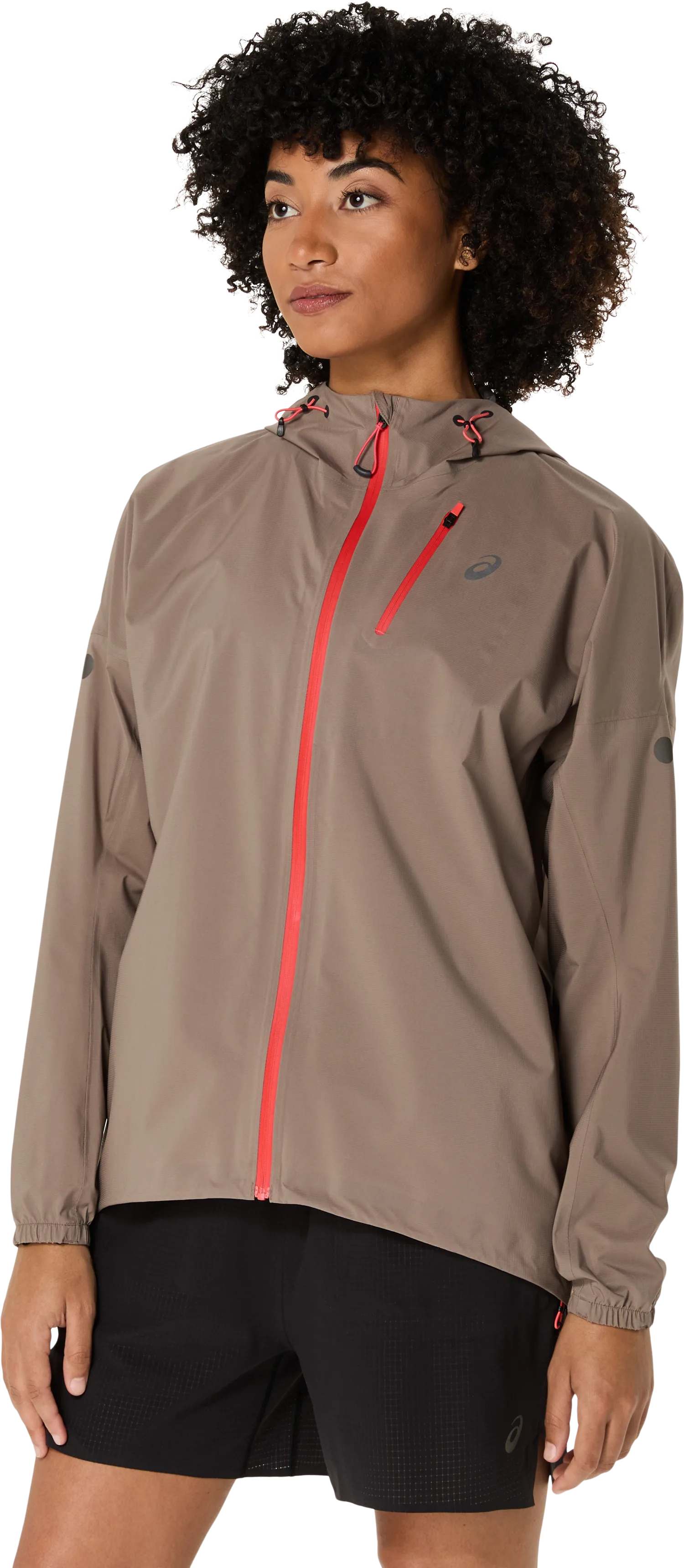 Asics Wms Fujitrail Elite Waterproof Jacket Taupe Grey