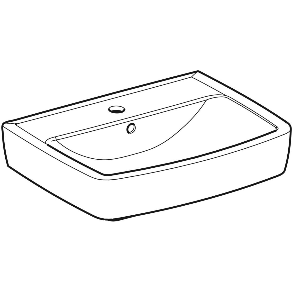 Geberit Bastia Square wastafel 50x42cm met kraangat en overloop wit