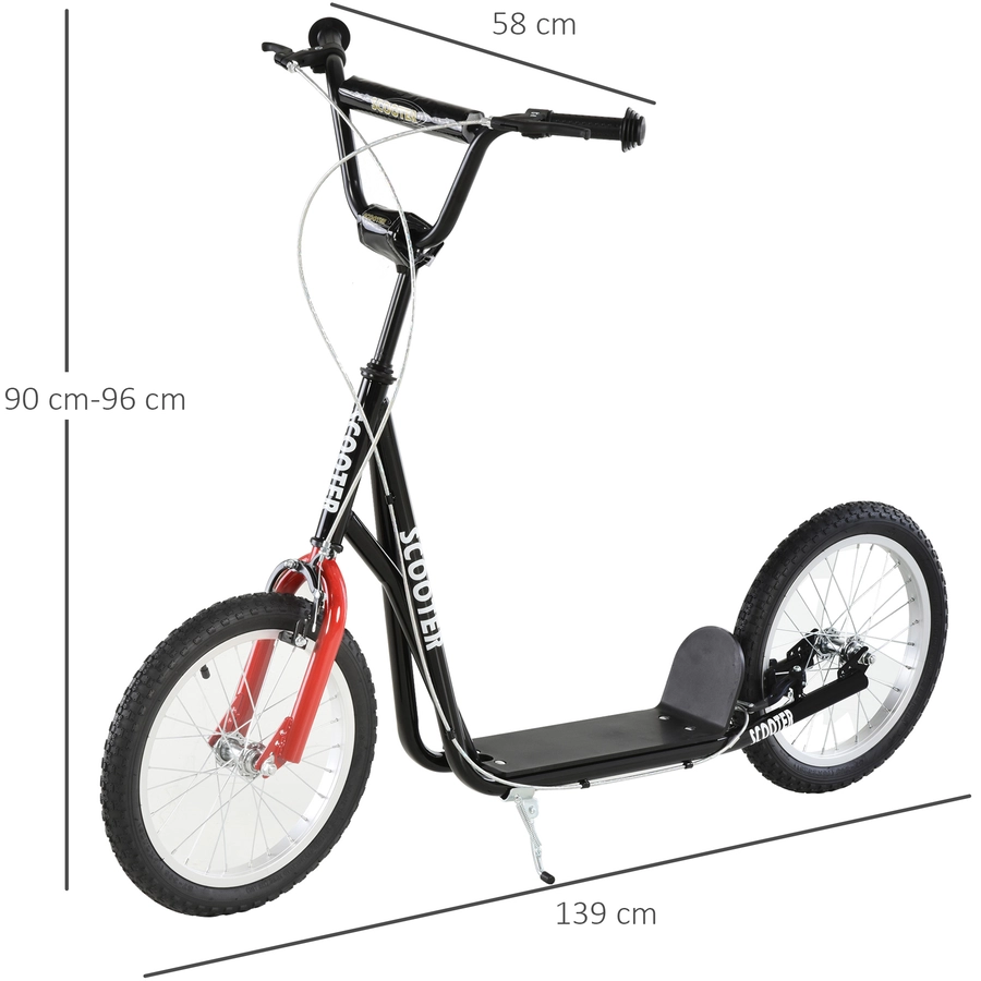 HOMCOM Kinderscooter mit Handbremse schwarz
