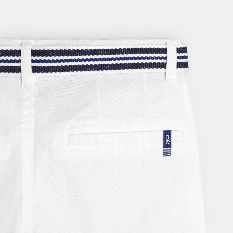 Bermuda stretch imprimé ceinturé blanc garçon