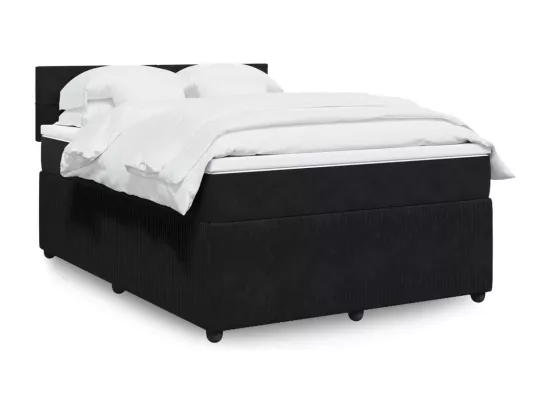 Sommier à lattes de lit avec matelas Noir 140x190 cm Velours