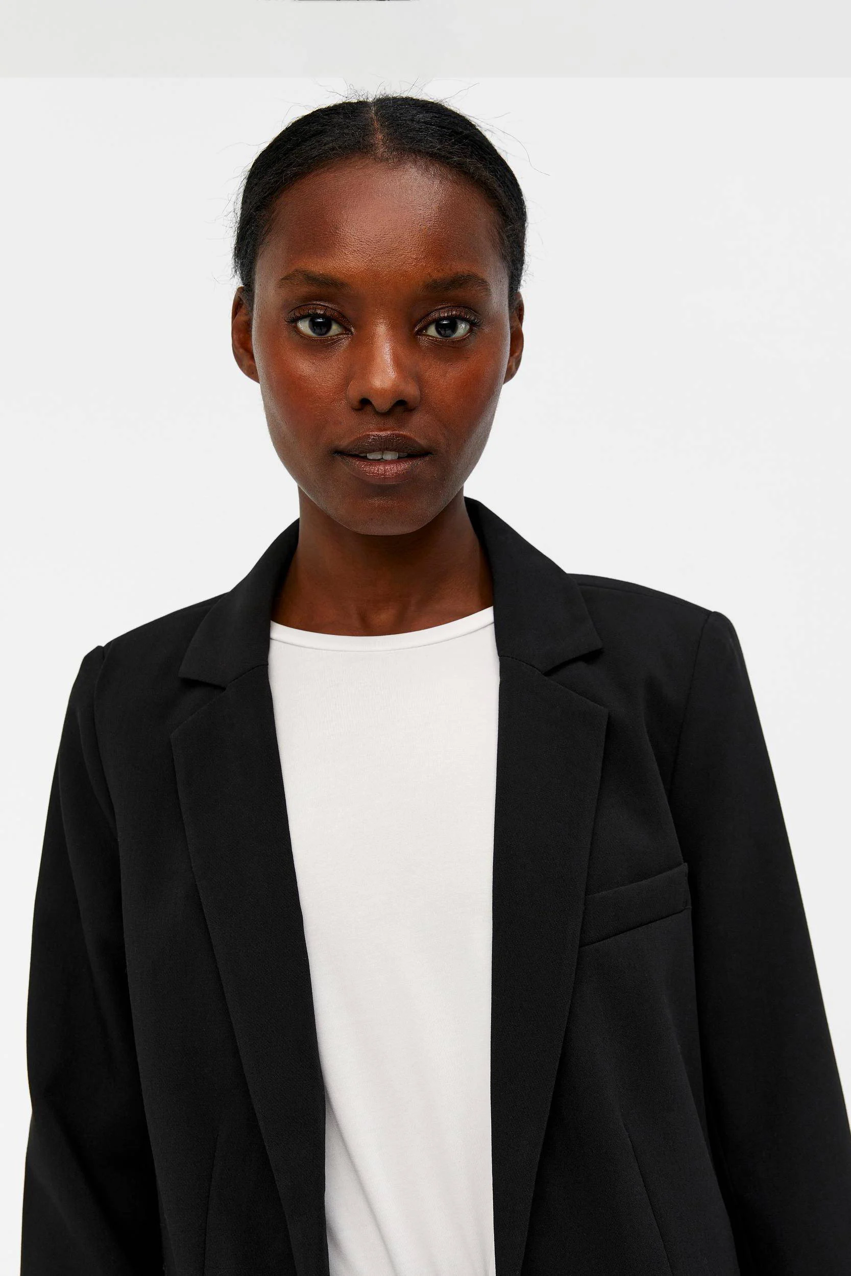 OBJECT rechtvallende blazer OBJSIGRID van polyester zwart