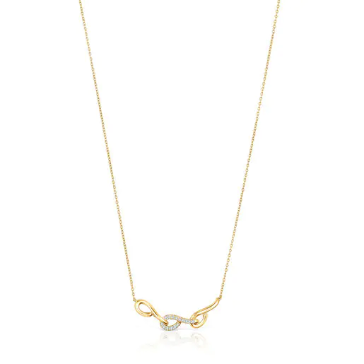 Colar de ouro curvado com diamantes