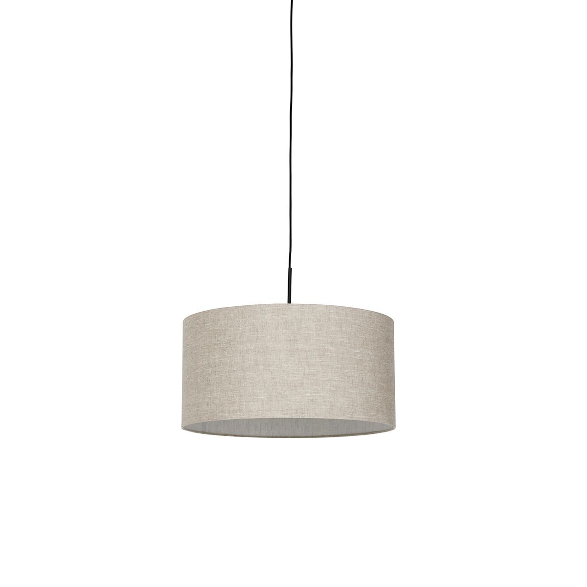 Landelijke hanglamp zwart met beige kap 50 cm - Combi 1