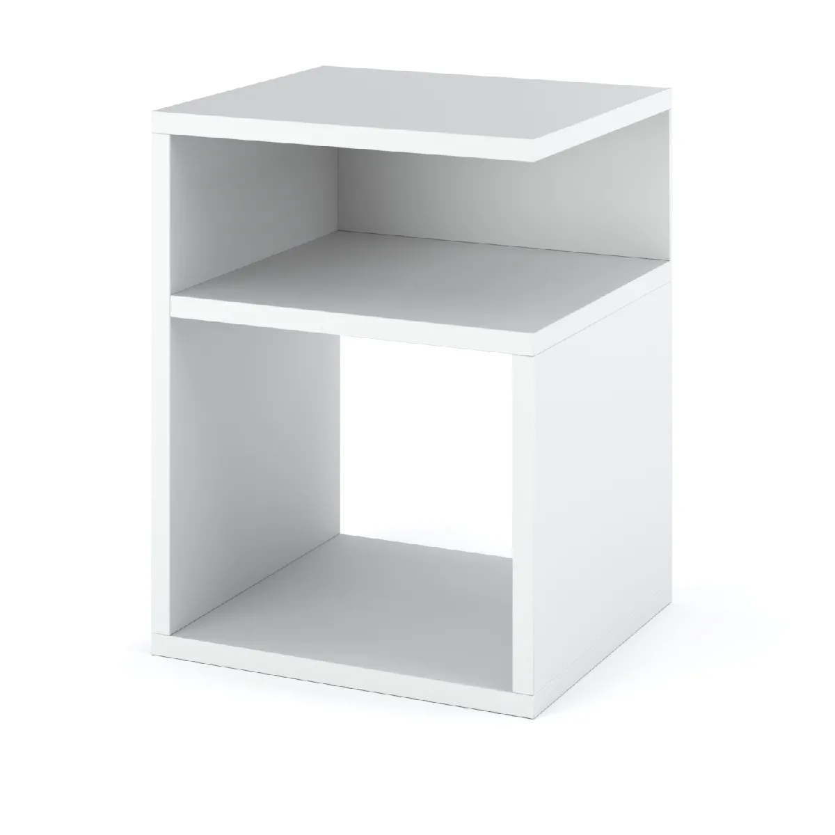 Table de chevet - Blanc - 30 cm - Rangement spacieux