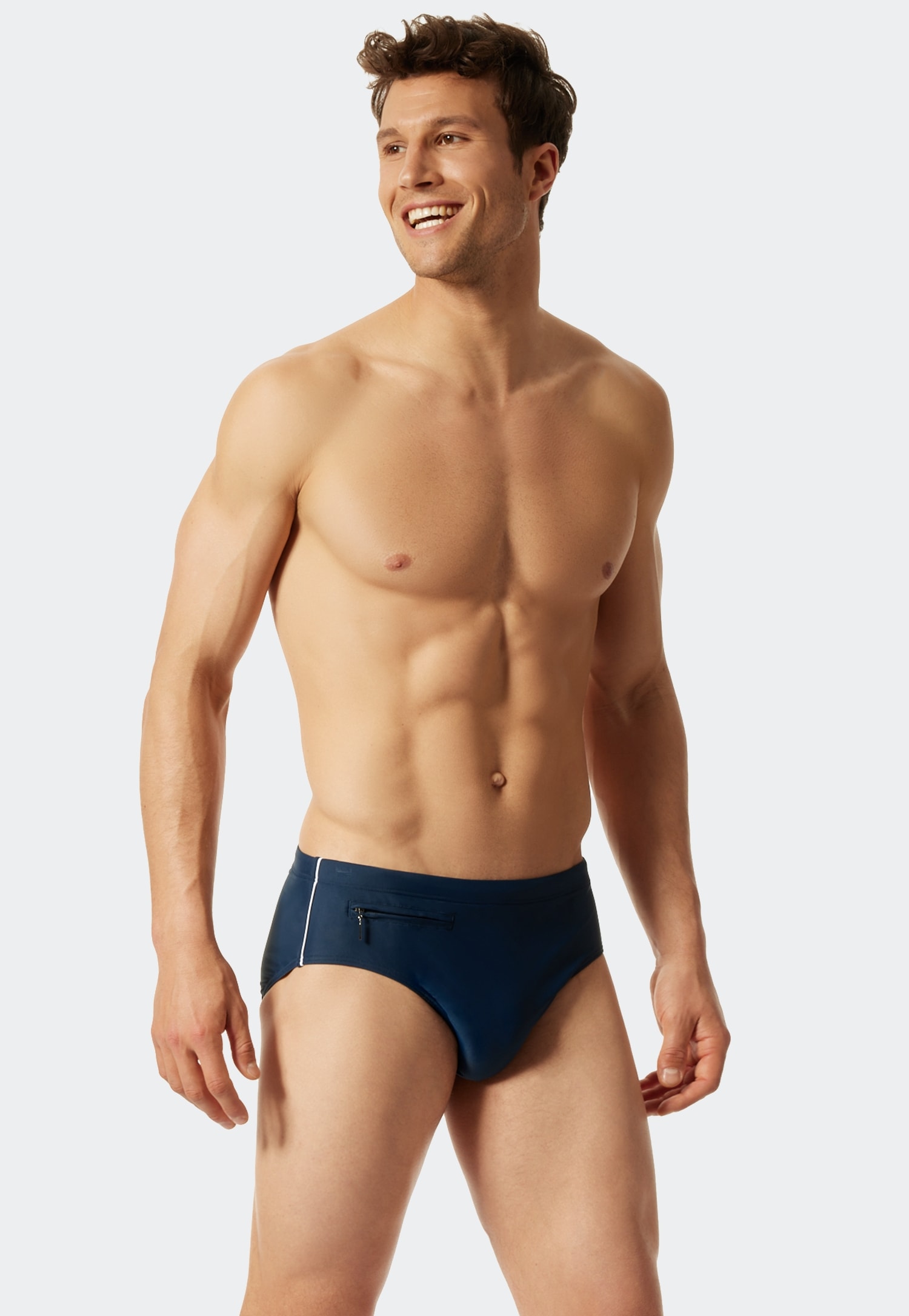 Schiesser Badeslip »Nautical Casual«, mit extra flacher Reissverschlusstasche
