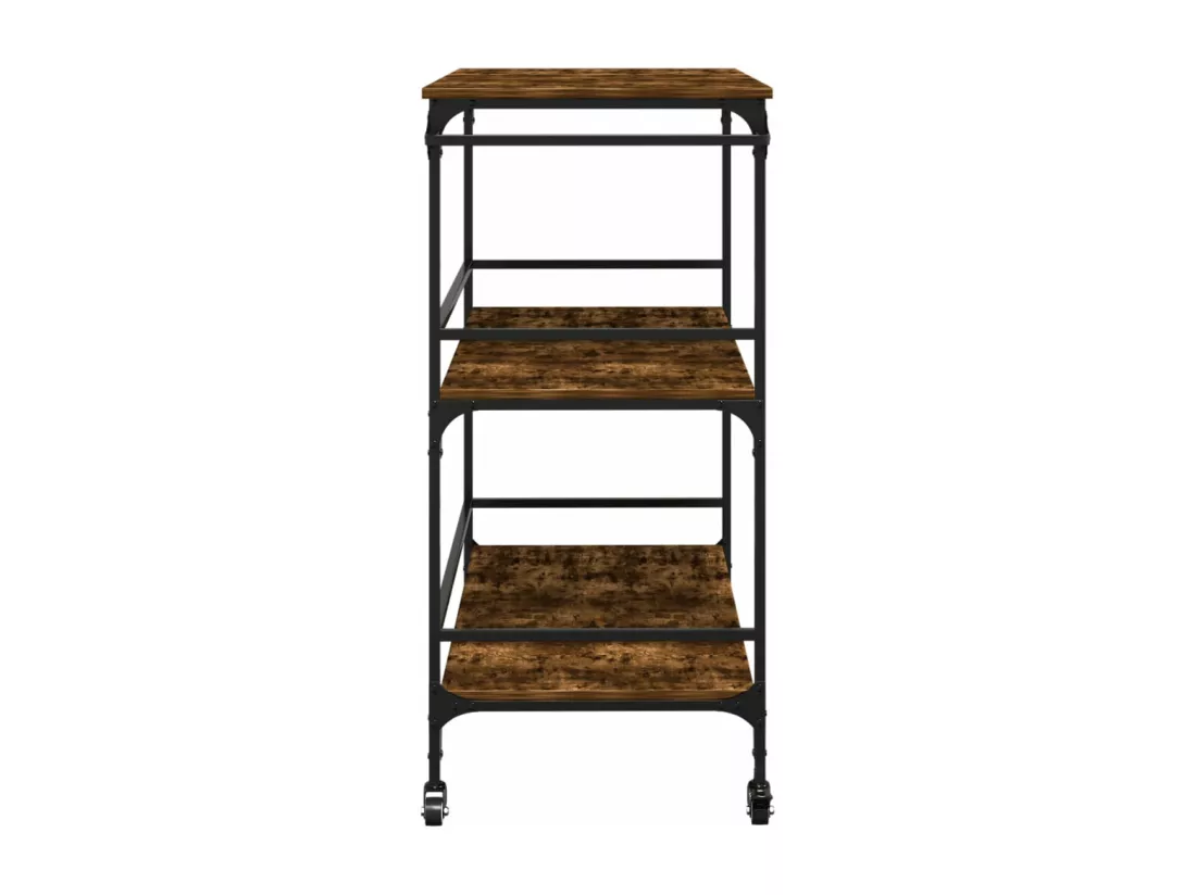 Chariot de cuisine chêne fumé 100,5x50x105 cm bois d'ingénierie