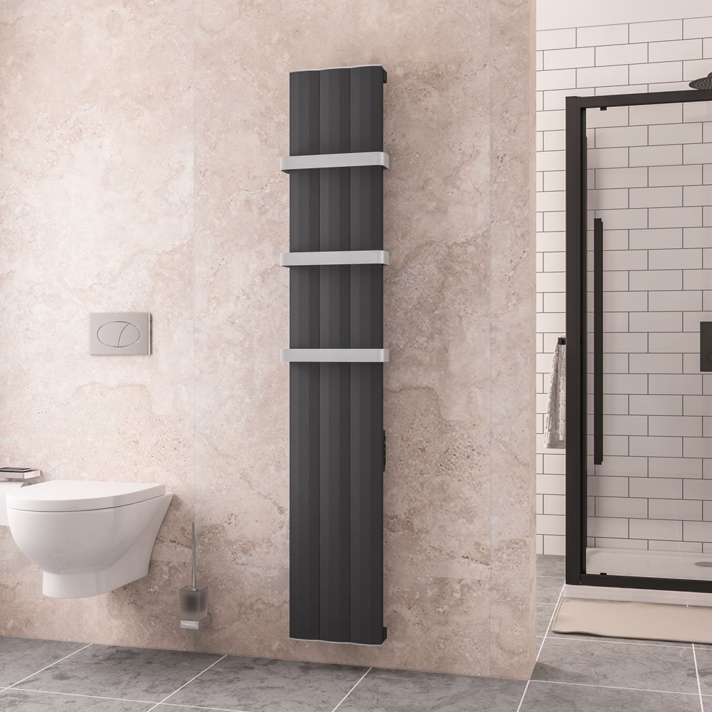Eastbrook Derwent elektrische paneelradiator 30x180cm 600W antraciet