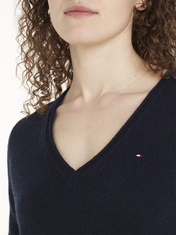 Tommy Hilfiger SOFT WOOL V-NK LS SWEATER Desert sky