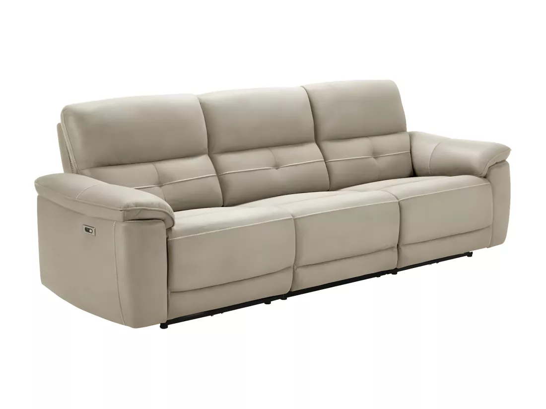 Canapé de relaxation électrique en microfibre Kleman-Couleur Beige-4 places relax électrique