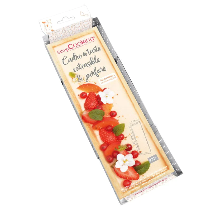 Cadre à tarte rectangulaire extensible en inox 22/42 cm Scrapcooking
