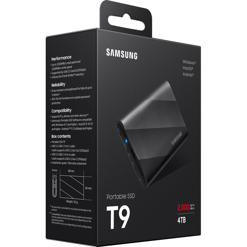 SSD externe Samsung T9  4To noir