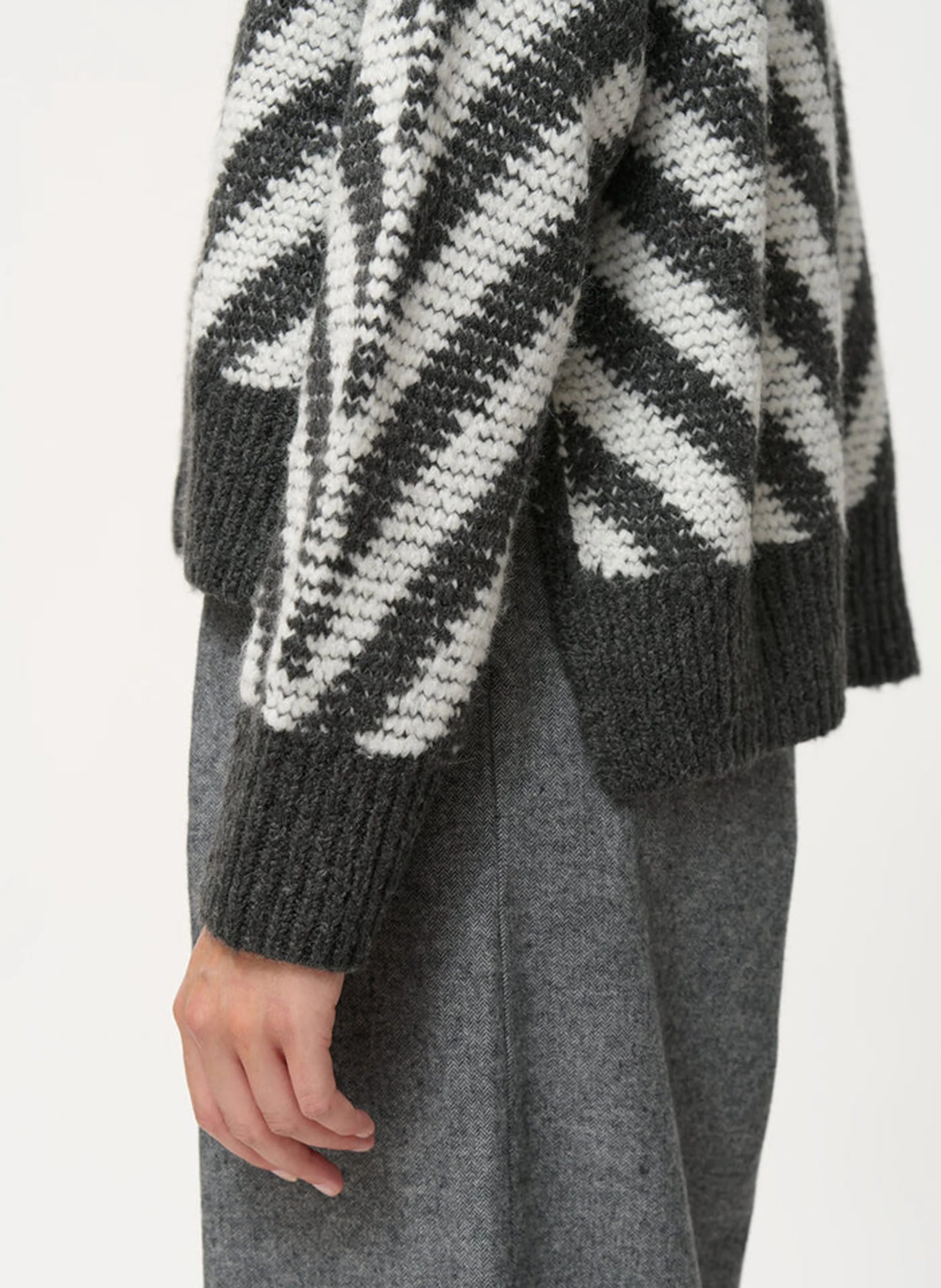 Pull col montant oversize en maille | Gris