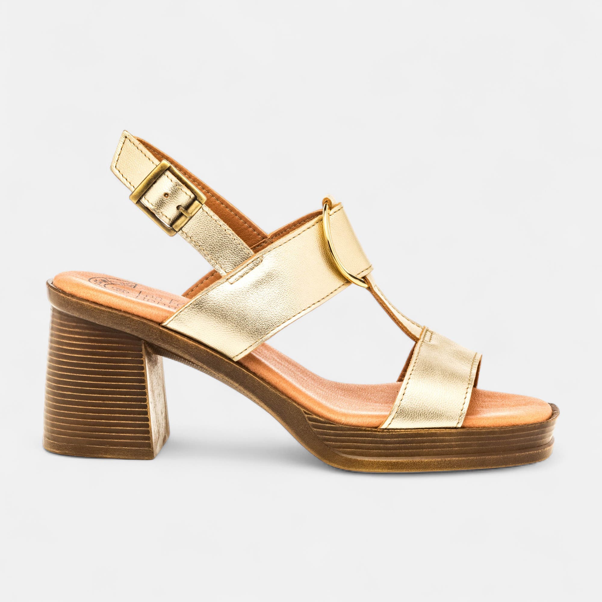Nu-pieds à talon Femme en cuir or