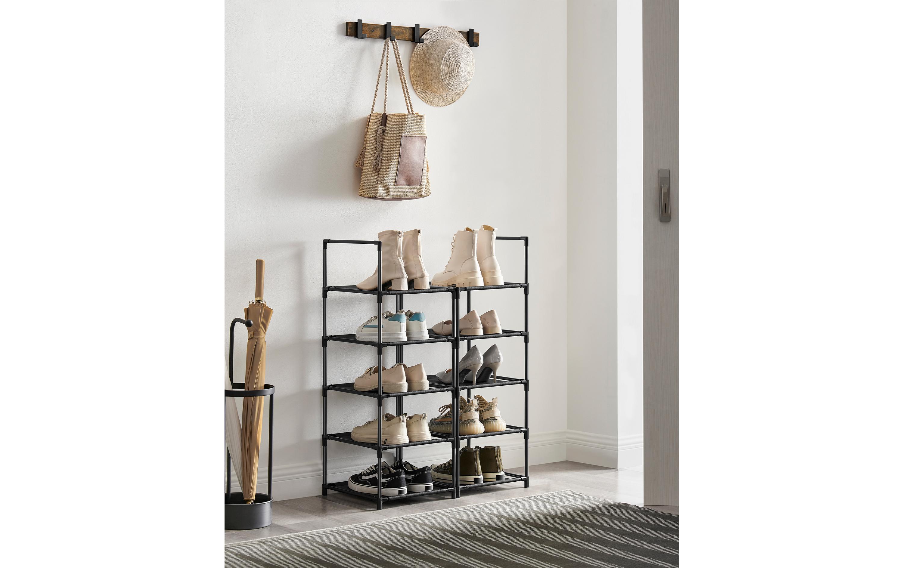 Schuhregal mit 10 Ablagen 33 x 173 cm, SchwarzSchuhorganizer